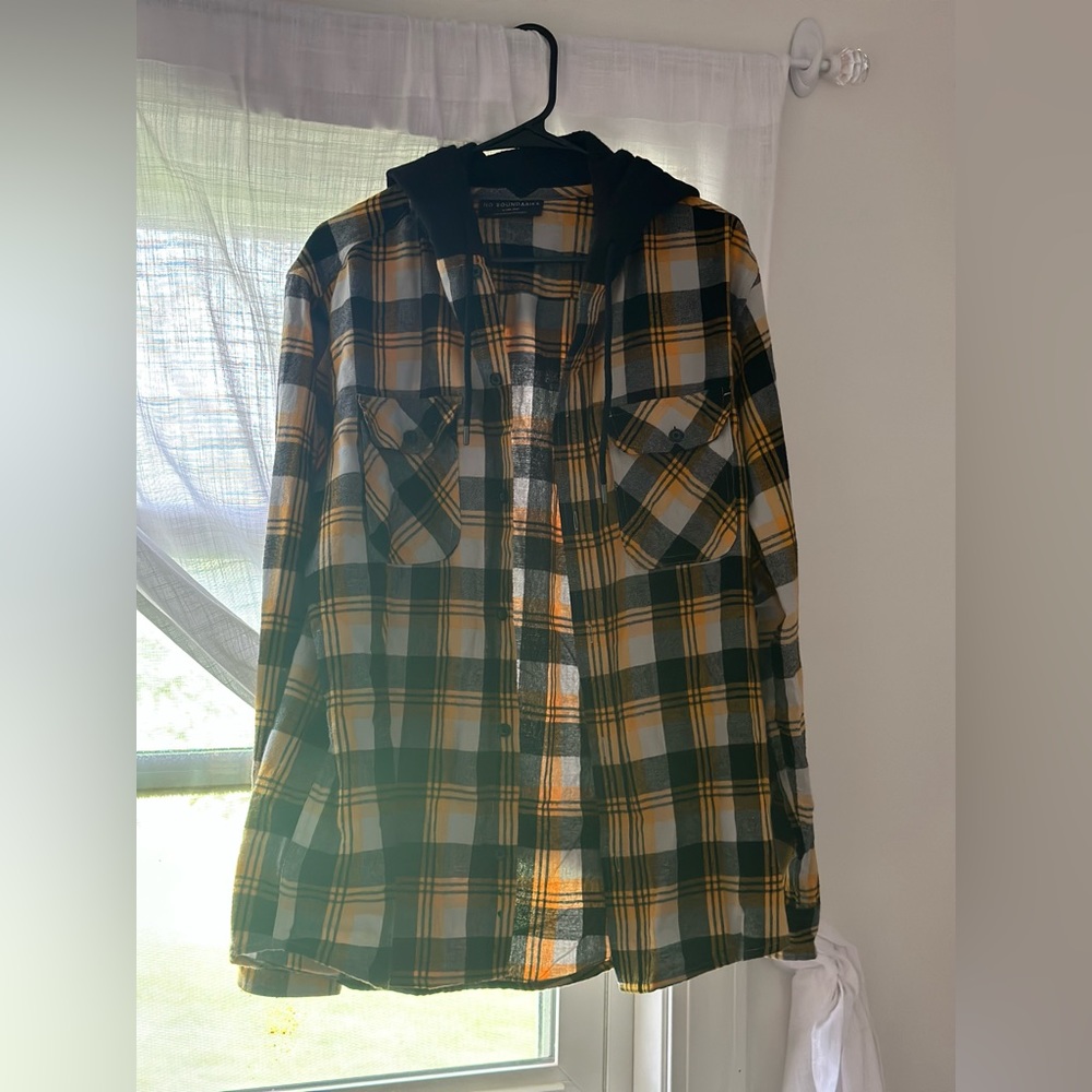 Yellow hooded flannel